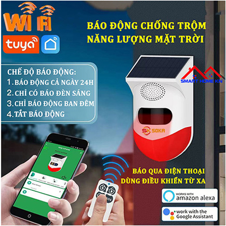 Báo động chống trộm hồng ngoại WIFI không dây năng lượng mặt trời SOKA- CT80