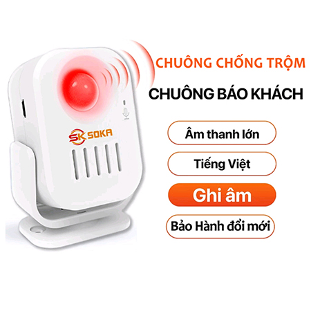 Chuông báo khách báo động cảm ứng hồng ngoại hỗ trợ ghi âm SOKA- SK68