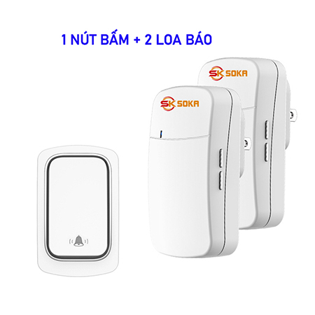 Chuông cửa không dây 2 chuông báo cao cấp không dùng pin Soka- K10