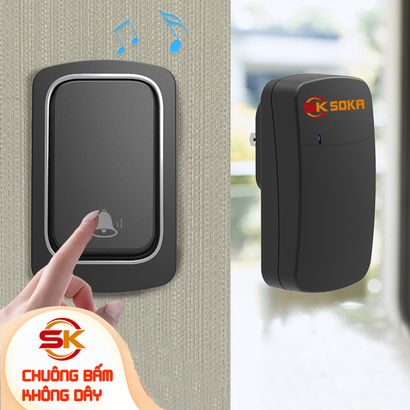 Chuông cửa không dây thông minh không dùng pin cao cấp chống nước SOKA-K10 màu đen