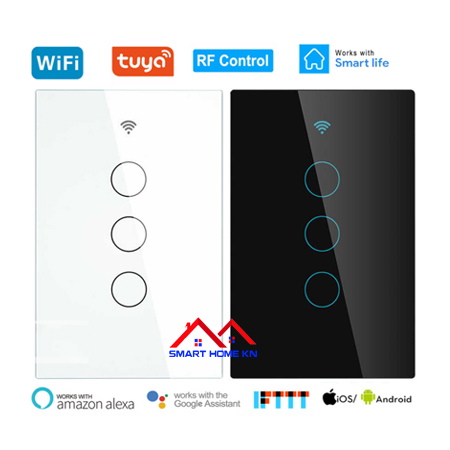 Công tắc thông minh hẹn giờ cảm ứng Wifi Tuya 3 nút