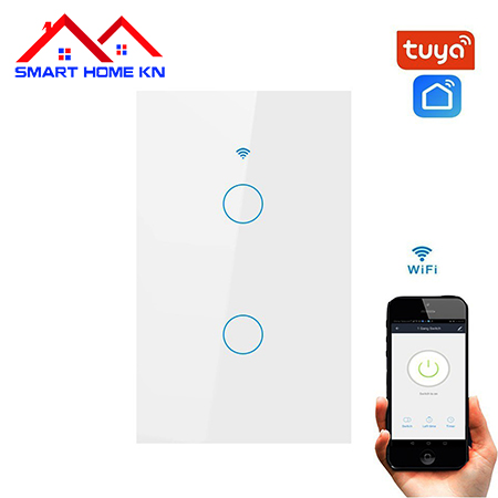 Công tắc thông minh hẹn giờ cảm ứng Wifi Tuya 2 nút