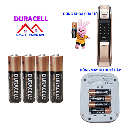 [4 Viên] Pin duracell aa lr6 1,5v Alkaline dùng cho máy đo huyết áp omron và khóa cửa vân tay